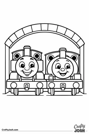 Thomas and percy in engine shed