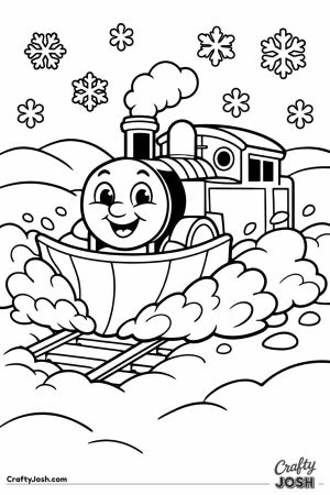 Thomas in snow with snowplow