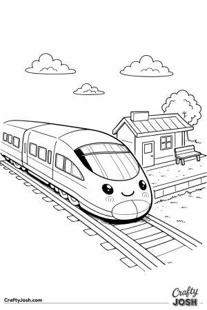 Toy bullet train at small station