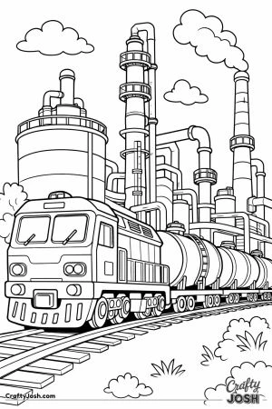 Train at oil refinery
