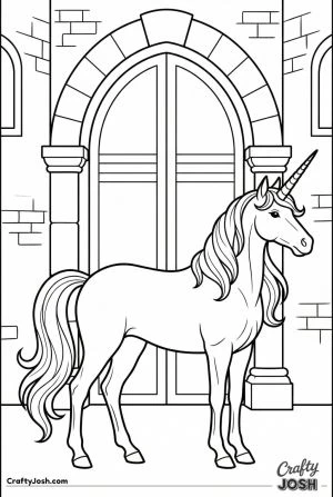 Unicorn at castle gates