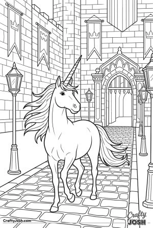 Unicorn castle courtyard walk