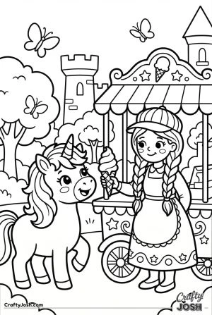 Unicorn ice cream cart castle park