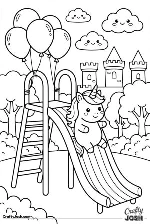 Unicorn rainbow playground slide