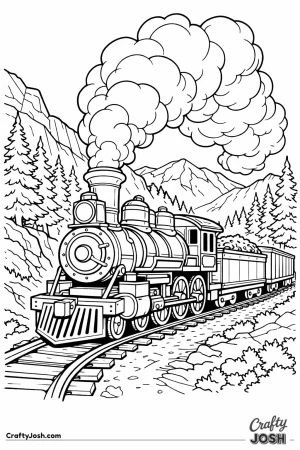 Vintage steam freight train traveling through mountain pass