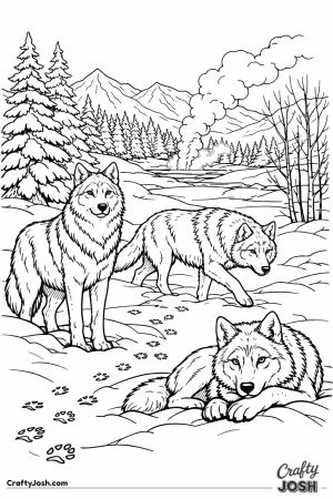 Yellowstone wolf pack winter forest