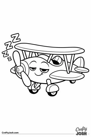 Cartoon biplane sleepy face