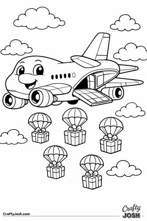 Cartoon cargo plane dropping packages