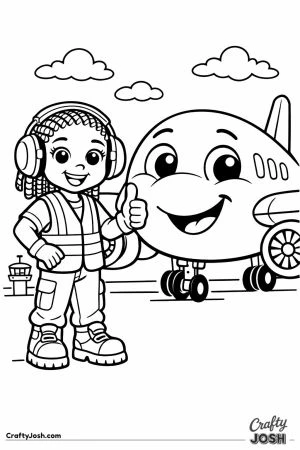 Cartoon ground crew thumbs up
