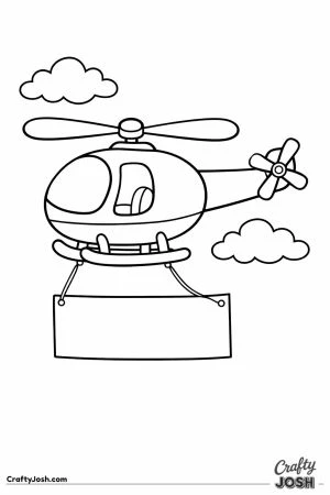 Cartoon helicopter carrying banner