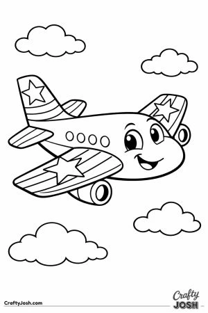 Cartoon patriotic plane stars stripes