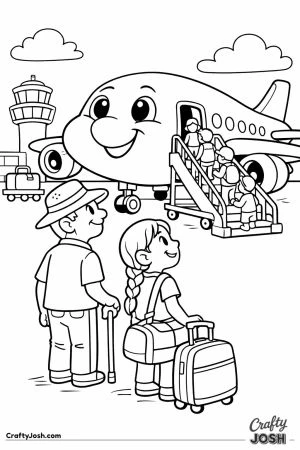 Cartoon plane boarding passengers