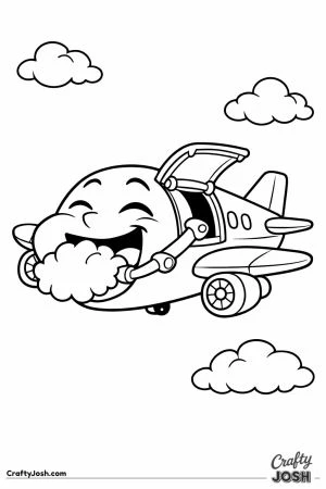 Cartoon plane eating cloud