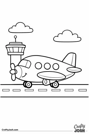 Cartoon plane on runway