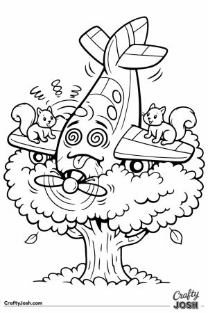 Cartoon plane stuck in tree