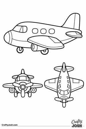 Cartoon plane three view craft sheet