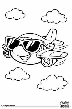 Cartoon plane wearing sunglasses