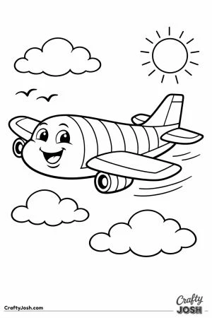 Cartoon rainbow stripe airplane