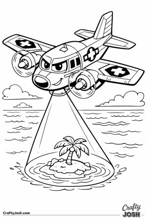 Cartoon rescue plane spotlight