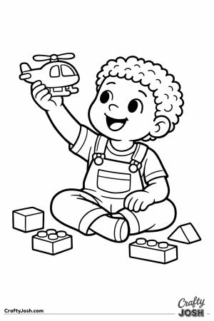 Child playing with toy helicopter playroom