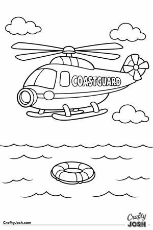Coastguard helicopter over sea