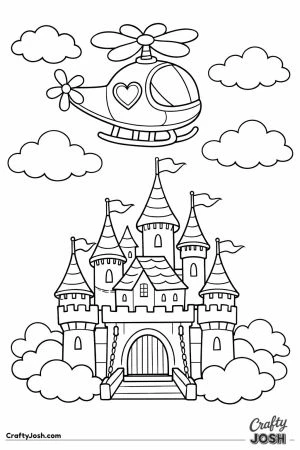Fairy tale castle whimsical helicopter