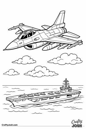 Fighter jet above carrier detailed