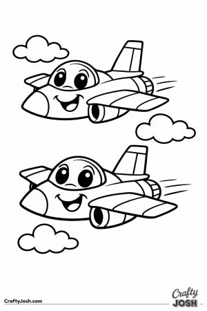 Fighter jet friends flying cartoon