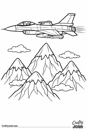 Fighter jet mountain peaks detailed