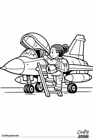 Fighter jet pilot climbing ladder