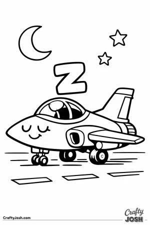Fighter jet sleeping runway cartoon