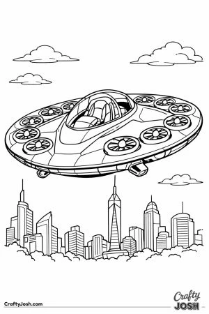Futuristic electric vtol aircraft city