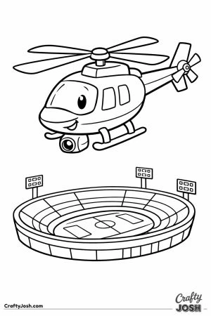 Helicopter filming sports stadium