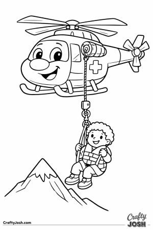 Helicopter winch rescue mountain
