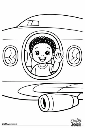 Jumbo jet child waving from window