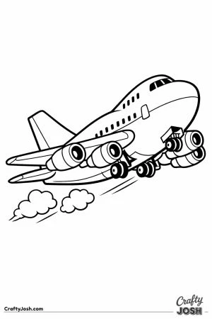 Jumbo jet climbing sky preschool