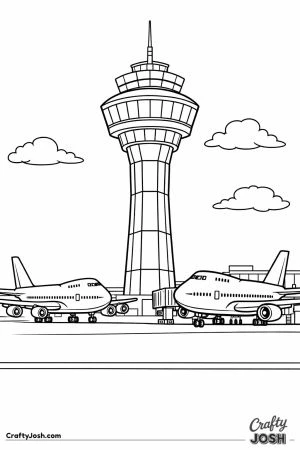 Jumbo jet control tower scene