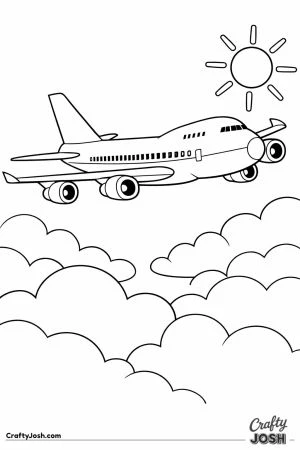 Jumbo jet cruising above clouds