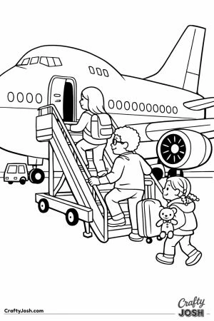 Jumbo jet family climbing stairs