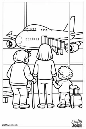 Jumbo jet family watching from lounge