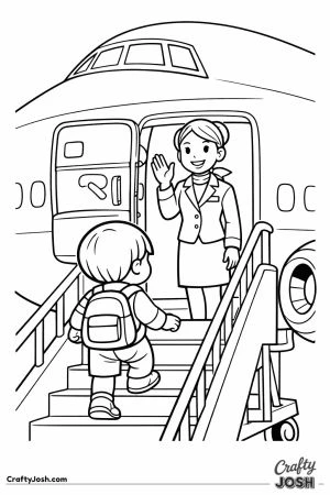 Jumbo jet flight attendant greeting
