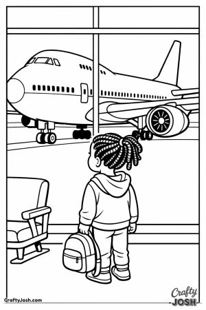 Jumbo jet kid at gate window