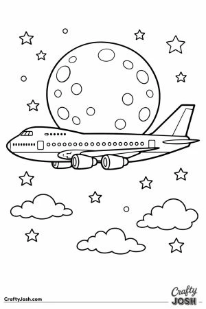 Jumbo jet night flight moon