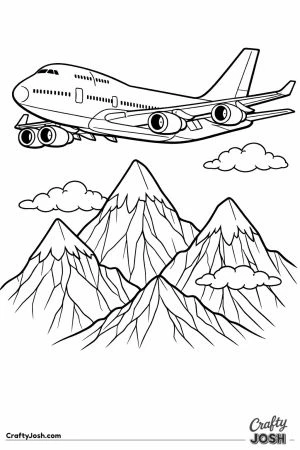 Jumbo jet over mountains detailed