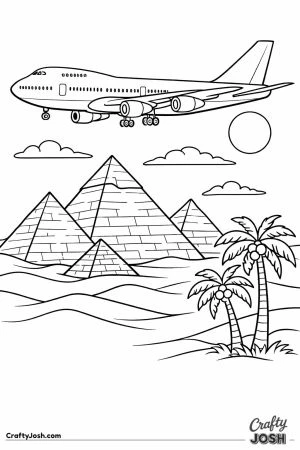 Jumbo jet over pyramids detailed