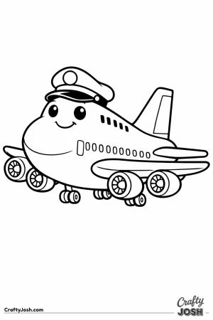 Jumbo jet pilot cap cartoon