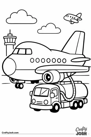 Jumbo jet with fuel truck preschool