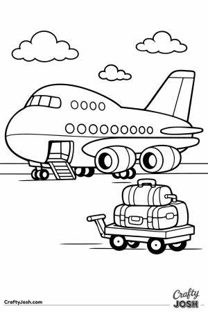 Jumbo jet with luggage cart preschool