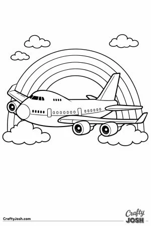 Jumbo jet with rainbow
