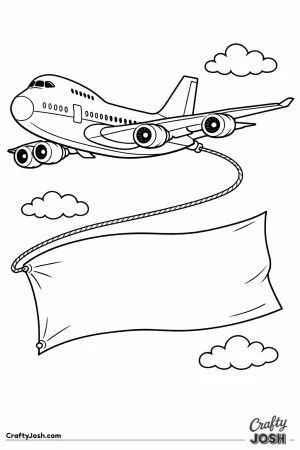 Jumbo jet with trailing banner detailed